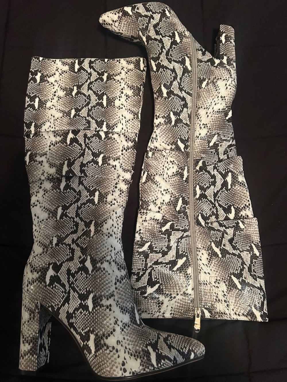 Snakeskin Knee-High Boots
